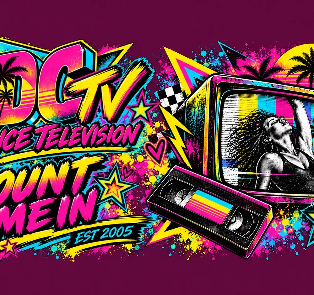 Retro-TV med dans och neon-2